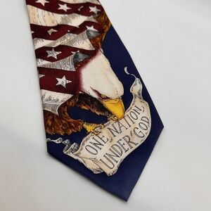 Men's Eagles Wings 100% Silk One Nation Under God Liberty Eagle Necktie